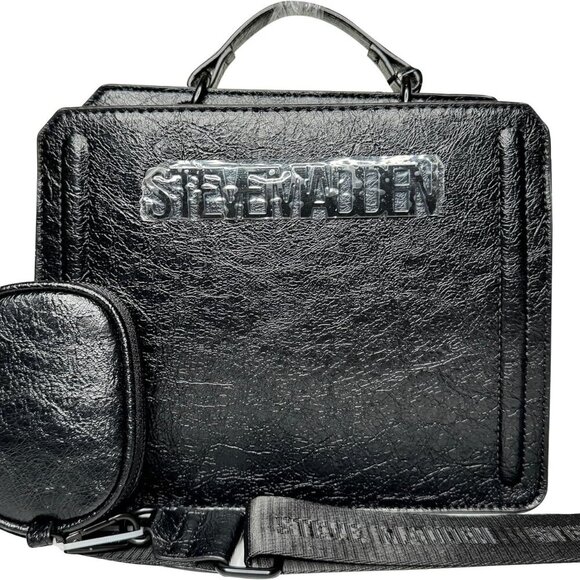 Bevelyn Convertible Crossbody Bag Womens Black Zipper Compartments Removable Str